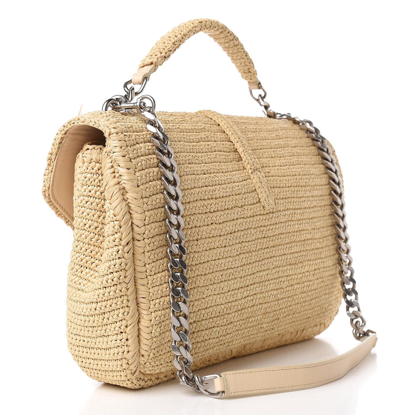 Raffia Monogram Large College Satchel Naturale