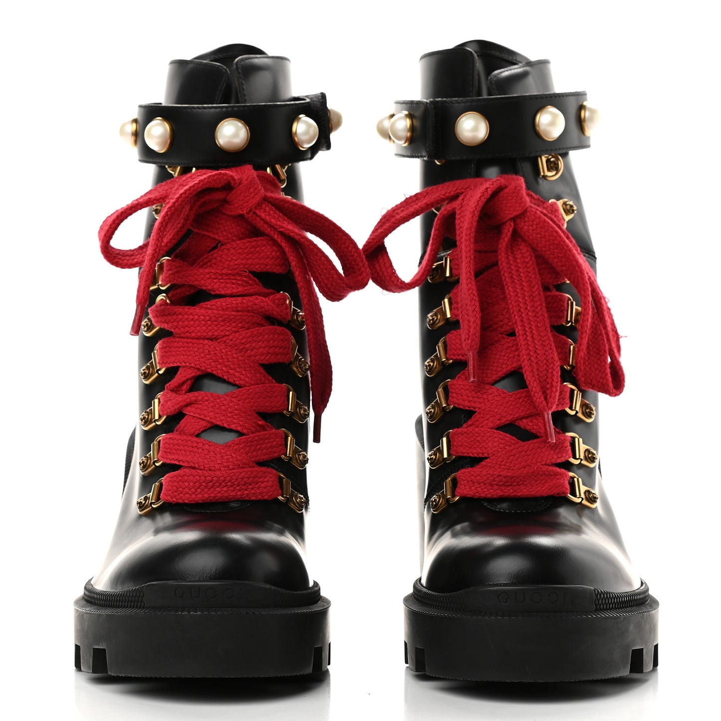 Magnum Calfskin Pearl Lace Up Combat Ankle Boots 39 Black