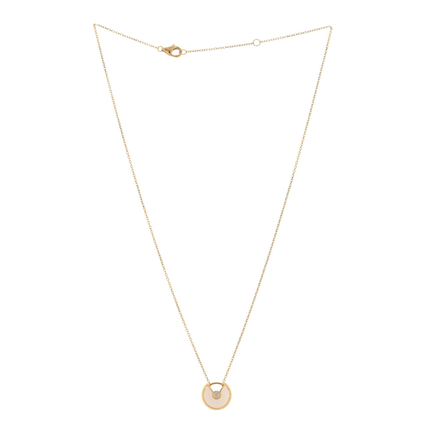 18K Yellow Gold Diamond Mother of Pearl XS Amulette de Cartier Pendant Necklace