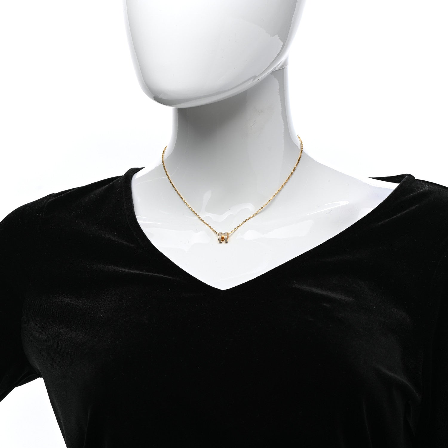 Hermes Lacquered Gold Mini Pop H Pendant Necklace Marron Glace 2 of 6