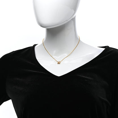 Hermes Lacquered Gold Mini Pop H Pendant Necklace Marron Glace 2 of 6