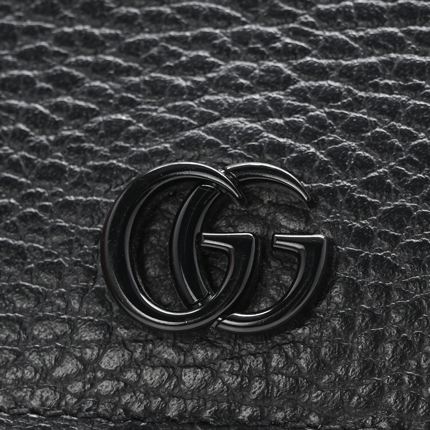 Gucci Dollar Calfskin Enamel Monochrome GG Marmont Card Case Black 9 of 9