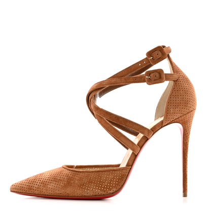 Christian Louboutin Veau Velours Perforated Victorilla 100 Pumps 40 Biscotto 1 of 8
