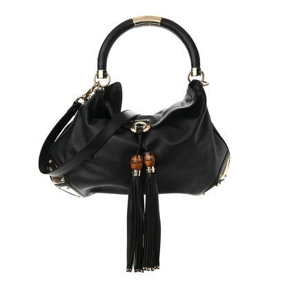 Gucci Calfskin Large Indy Top Handle Hobo Black 1 of 9
