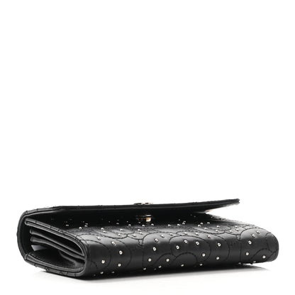 Chanel Lambskin Camellia Studded Medium Card Holder Wallet Black 4 of 8