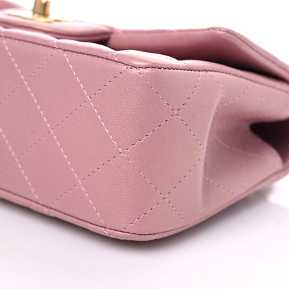 Chanel Iridescent Lambskin Quilted Mini Top Handle Rectangular Flap Pink 9 of 10