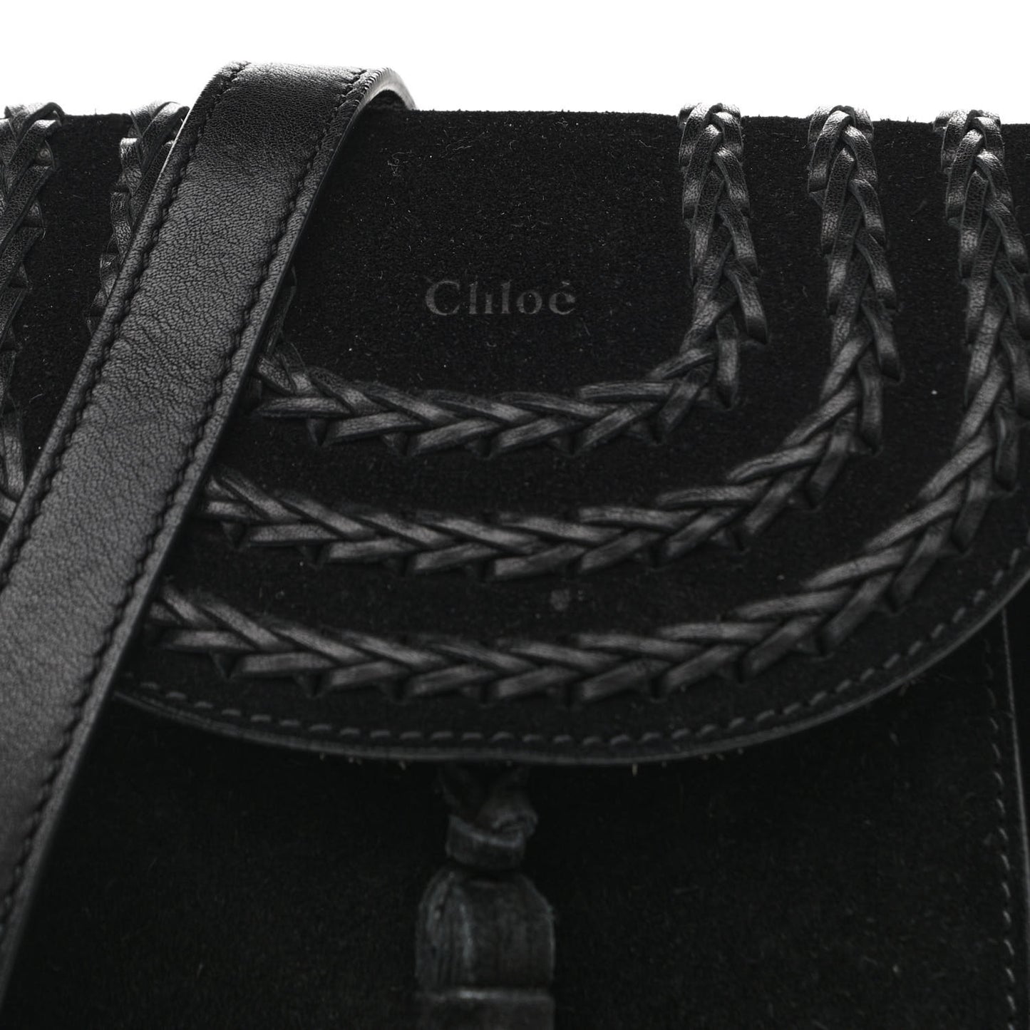 Suede Calfskin Braided Mini Hudson Shoulder Bag Black