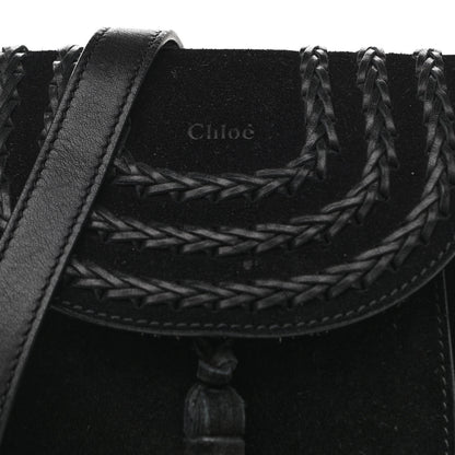 Chloe Suede Calfskin Braided Mini Hudson Shoulder Bag Black 7 of 9