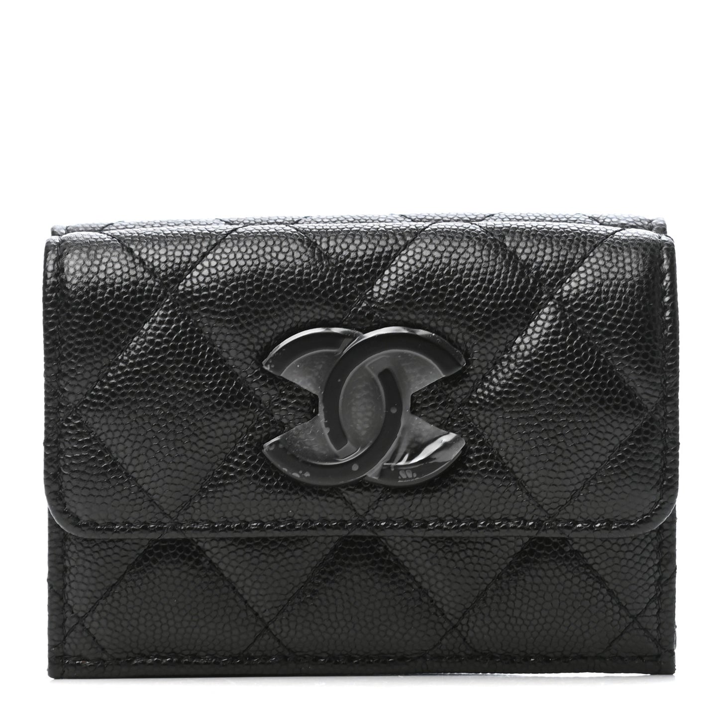 Caviar Quilted My Everything Small Flap Wallet Black
