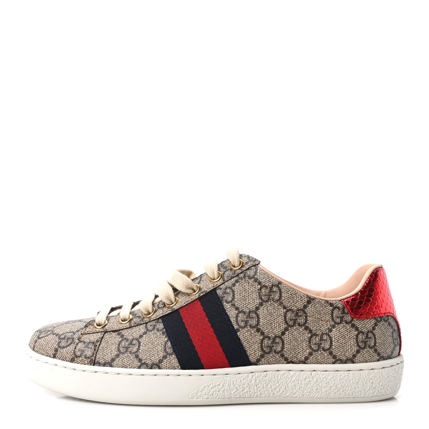 GG Supreme Monogram Womens Ace Low-Top Sneaker 37 Beige