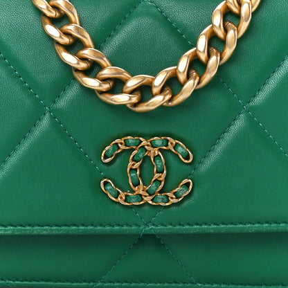 Chanel Lambskin Quilted Chanel 19 Wallet On Chain WOC Green 9 of 12