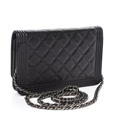 Chanel Caviar Quilted Boy Wallet On Chain WOC Black 3 of 13