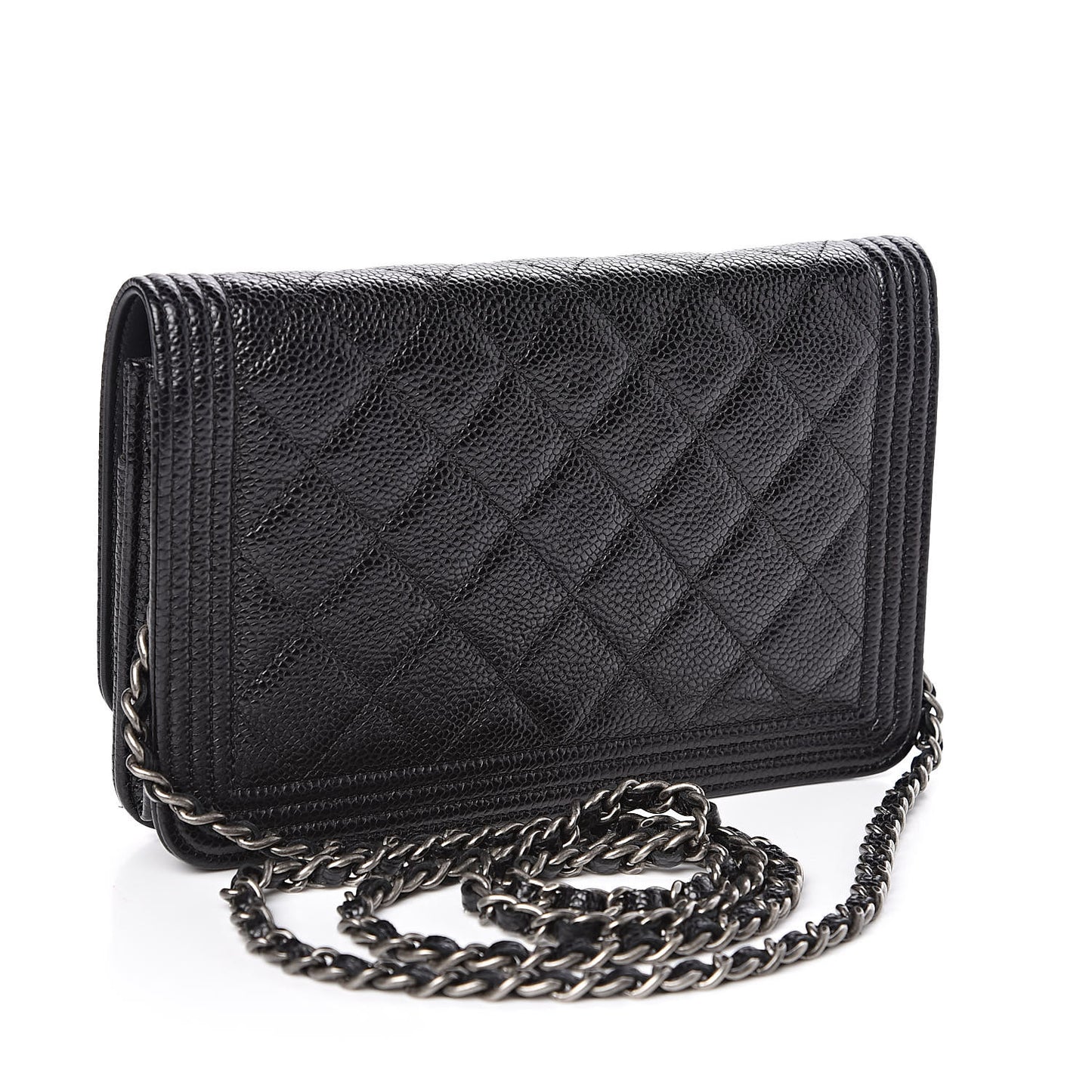 Caviar Quilted Boy Wallet On Chain WOC Black