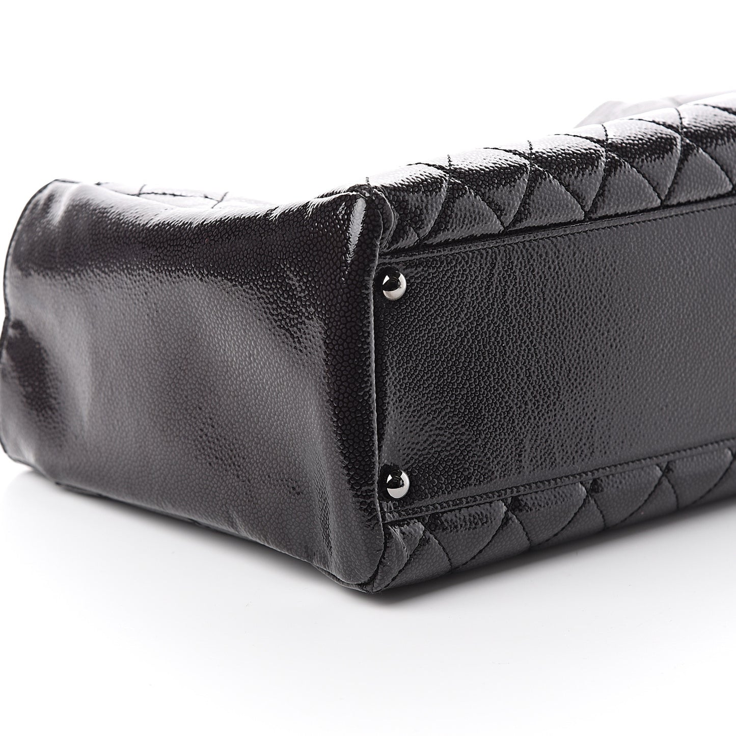 Patent Caviar Diamond Quilted Small Shine Reissue Tote Black