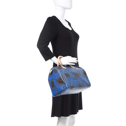 Louis Vuitton Monogram Kusama Town Speedy 30 Blue 2 of 14