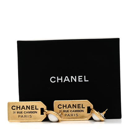 Chanel Pearl CC Tags Drop Earrings Gold 5 of 5
