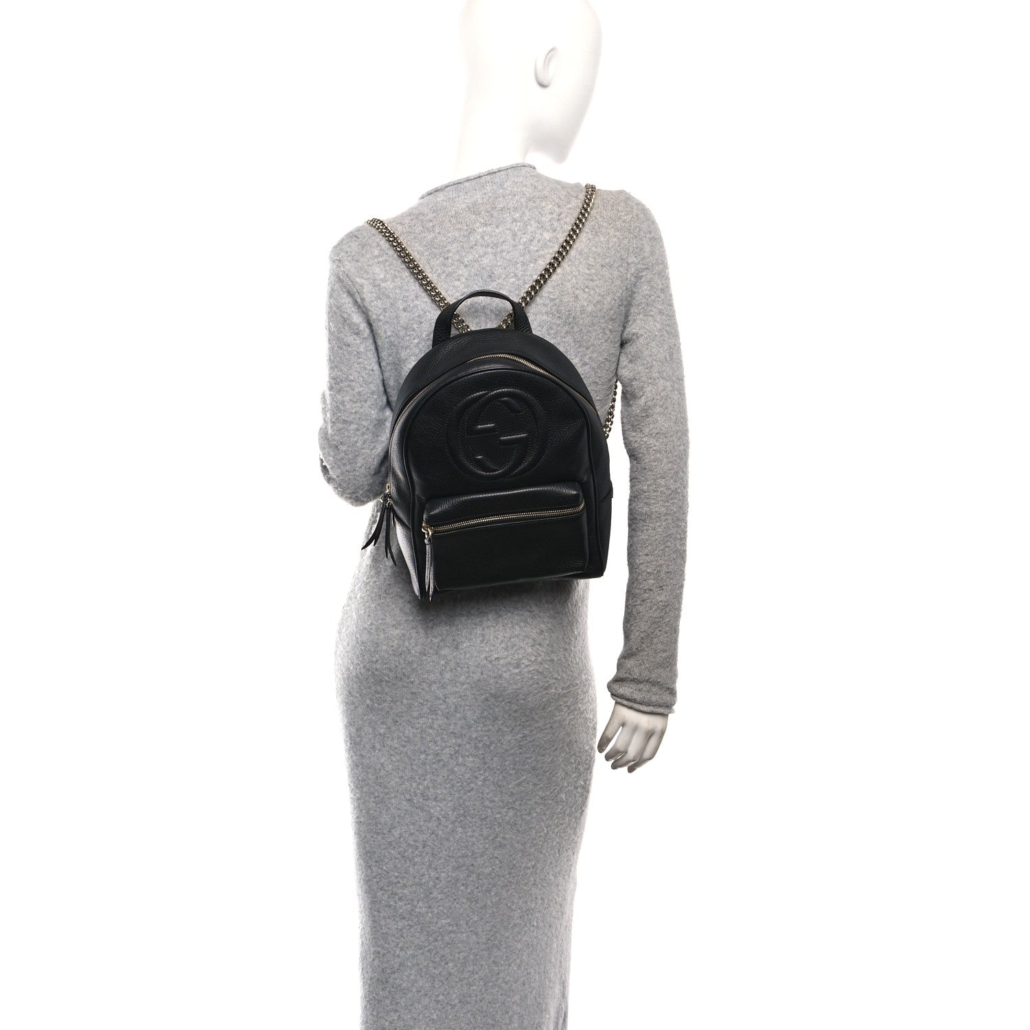 Gucci Pebbled Calfskin Soho Chain Backpack Black 2 of 10