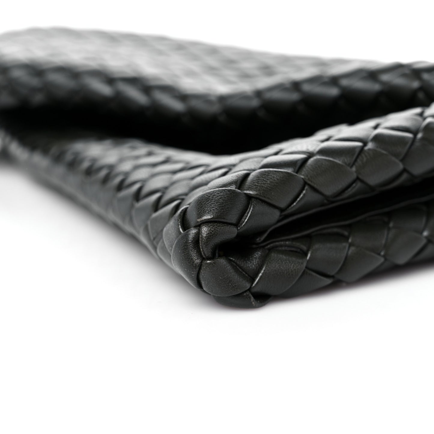 Nappa Intrecciato Crisscross Clutch Vert Fonce