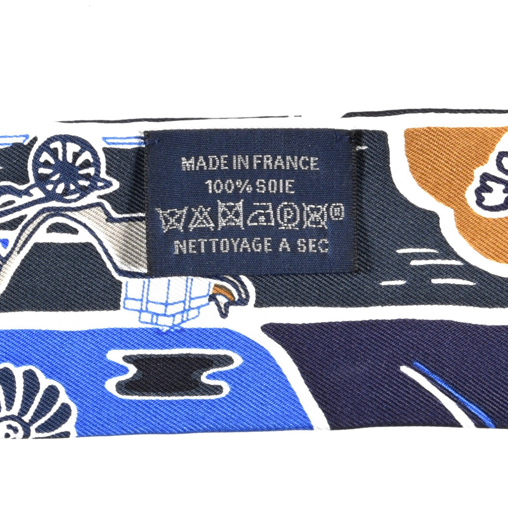 Hermes Silk Bingata Sticker Twilly Marine Tabac Bleu Vif 3 of 4