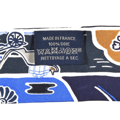 Hermes Silk Bingata Sticker Twilly Marine Tabac Bleu Vif 3 of 4
