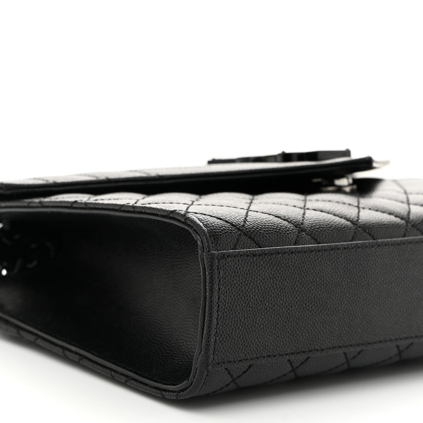 Grain De Poudre Textured Mixed Matelasse Triquilt Medium Monogram Monochrome Satchel Black