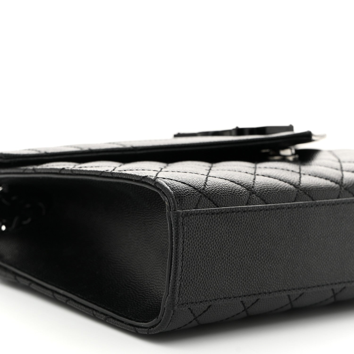 Saint Laurent Grain De Poudre Textured Mixed Matelasse Triquilt Medium Monogram Monochrome Satchel Black 9 of 12