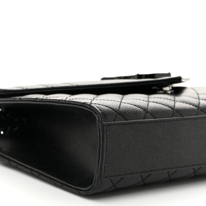 Saint Laurent Grain De Poudre Textured Mixed Matelasse Triquilt Medium Monogram Monochrome Satchel Black 9 of 12