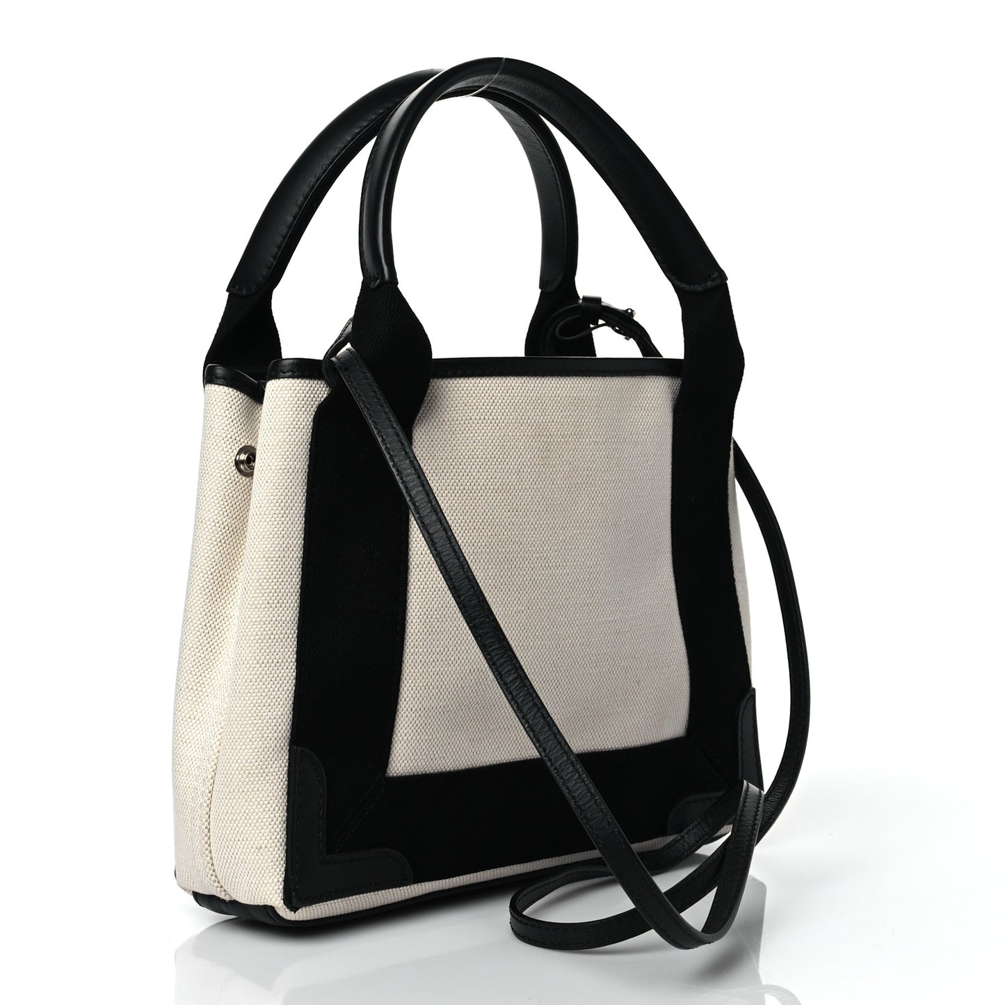 Cotton Canvas Calfskin Navy Cabas XS Natural Black