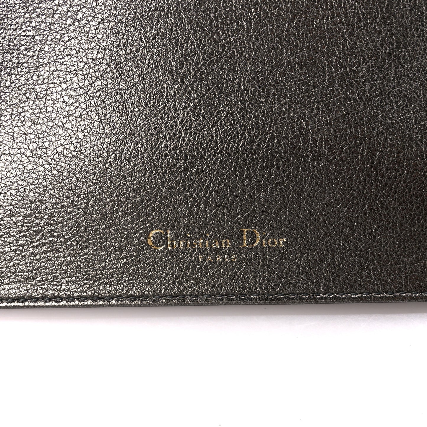 Metallic Calfskin Cannage Lady Dior Convertible Clutch Gunmetal