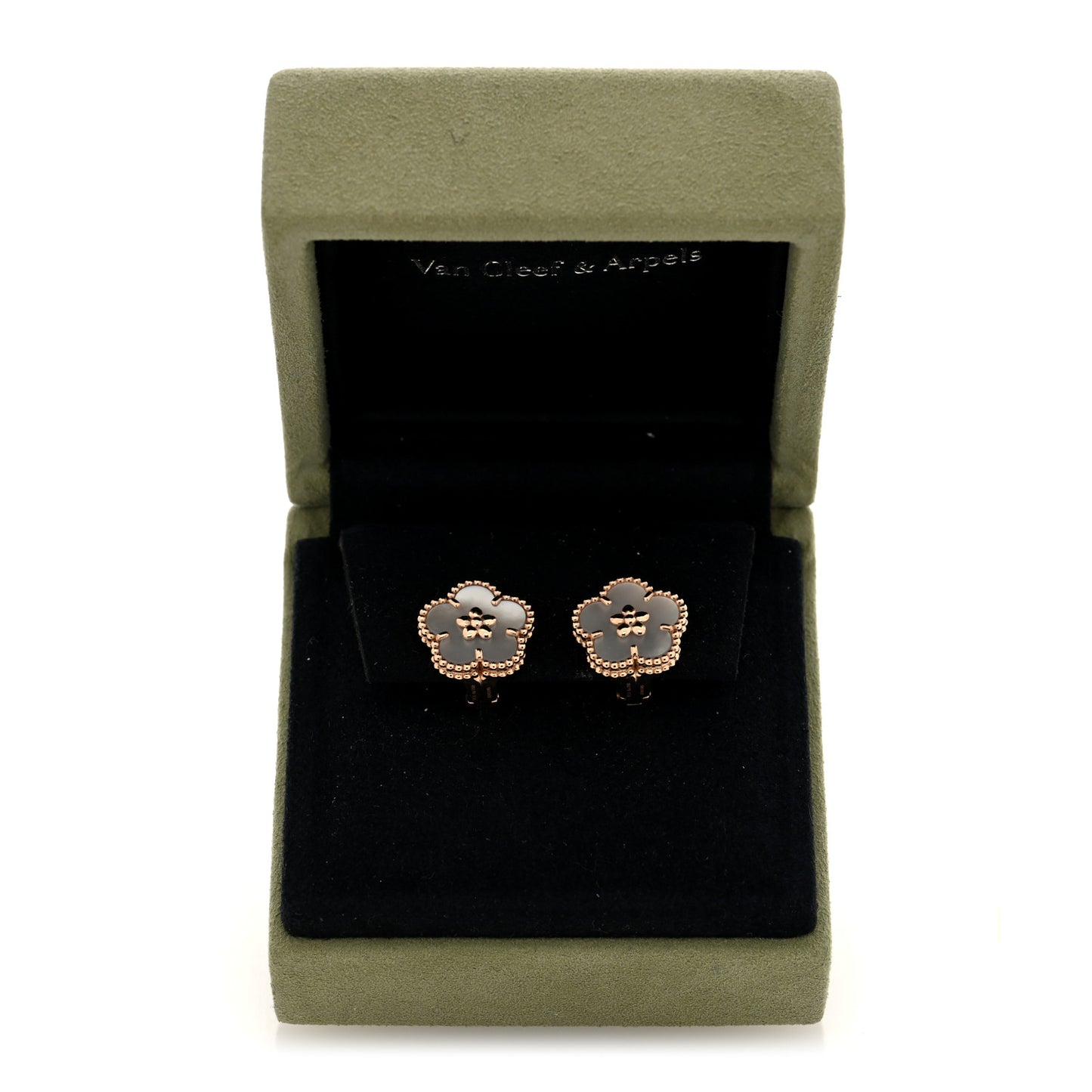 18K Yellow Gold Black Onyx Sweet Alhambra Earrings
