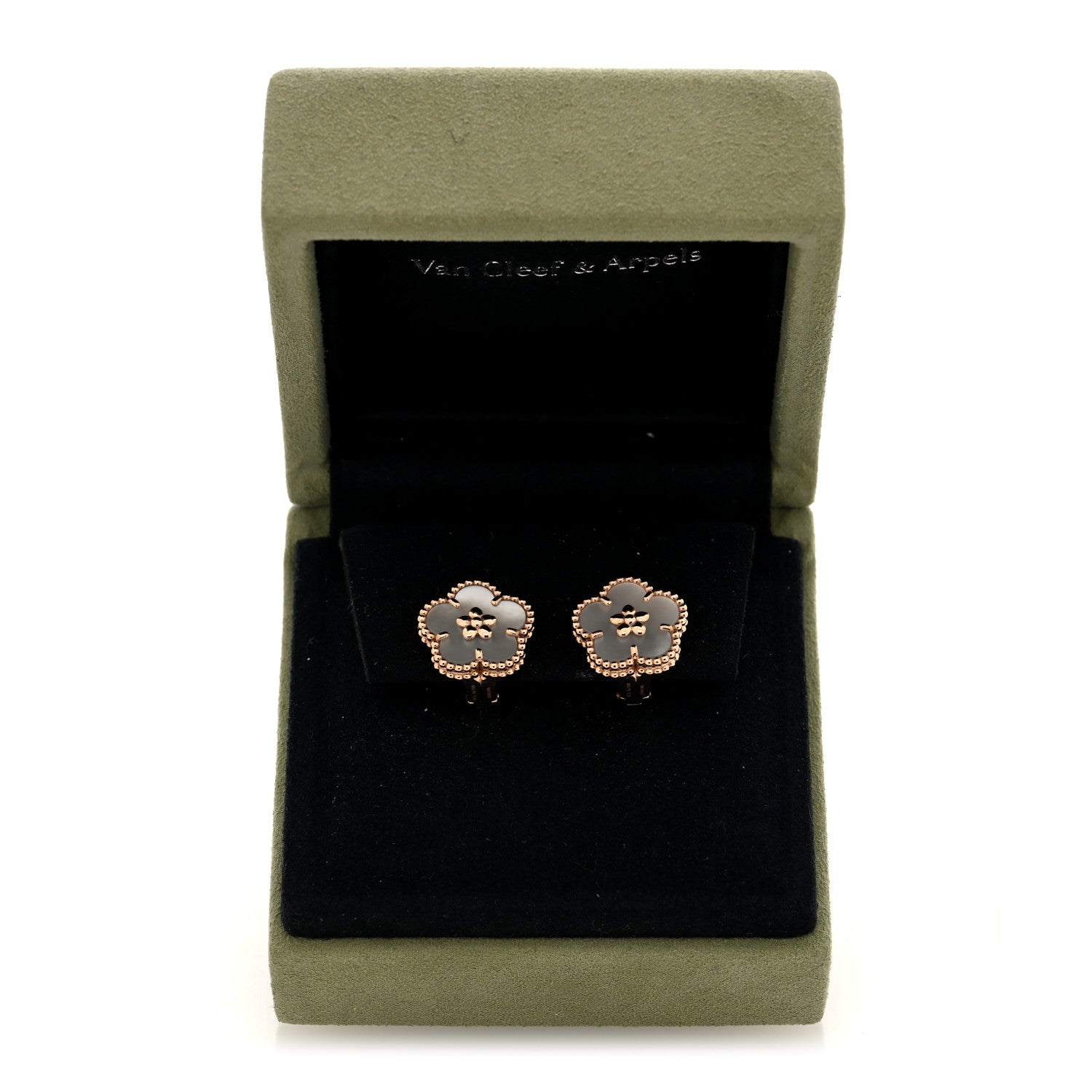 Van Cleef & Arpels 18K Yellow Gold Black Onyx Sweet Alhambra Earrings 5 of 5