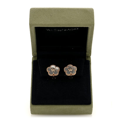 Van Cleef & Arpels 18K Yellow Gold Black Onyx Sweet Alhambra Earrings 5 of 5