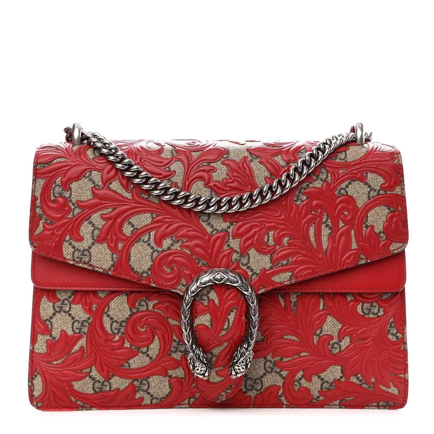 GG Supreme Monogram Arabesque Medium Dionysus Shoulder Bag Hibiscus Red