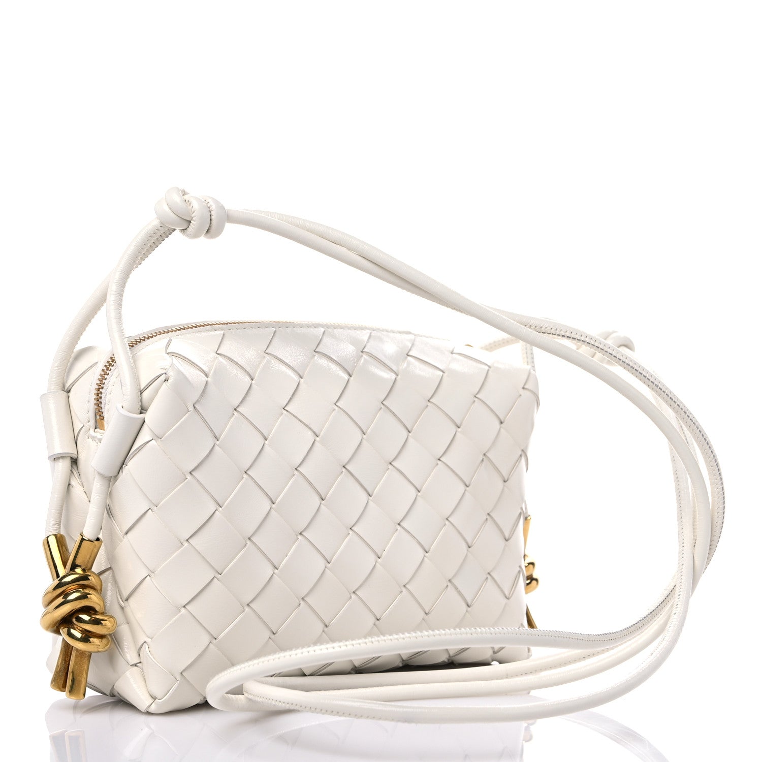 Bottega Veneta Nappa Intrecciato Metallic Knot Mini Loop Camera Bag Bone 3 of 8