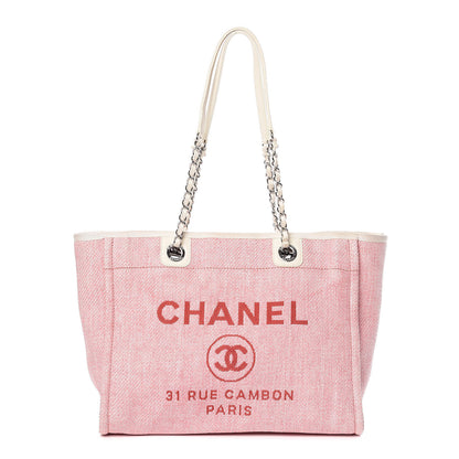 Chanel Woven Straw Raffia Small Deauville Tote Pink 1 of 12