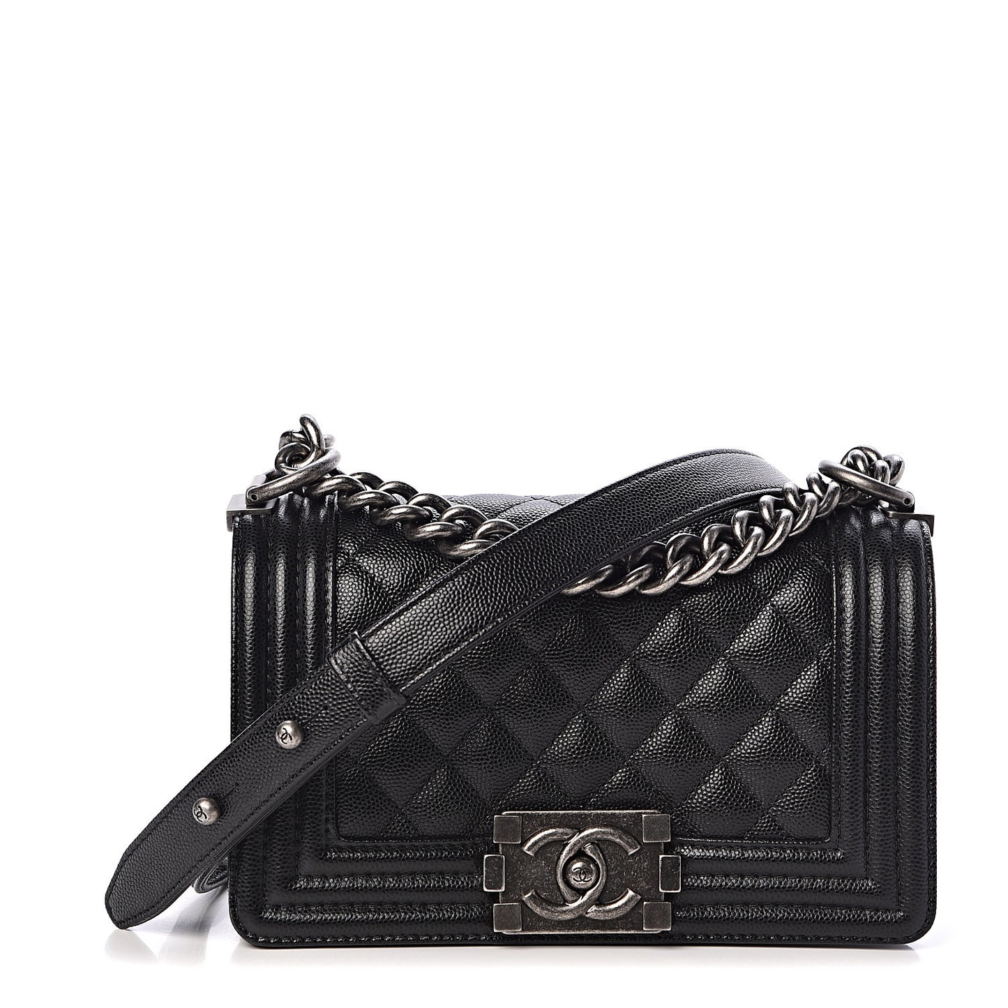 Caviar Quilted Small Boy Flap Black