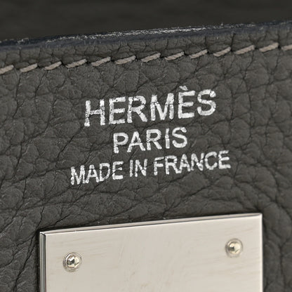 Hermes Taurillon Clemence Kelly Retourne 35 Etain Rouge Casaque 5 of 13