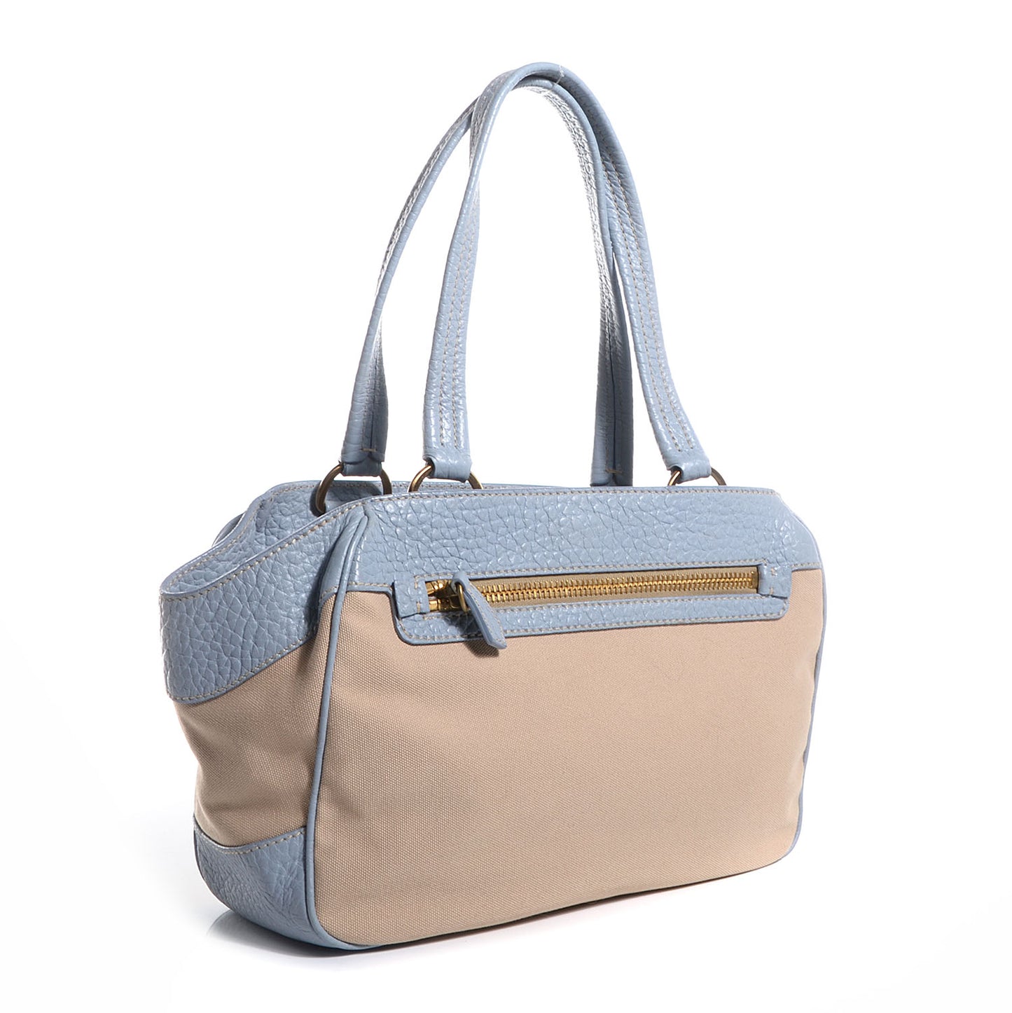 Canapa Canvas Leather Small Tote Blue Beige