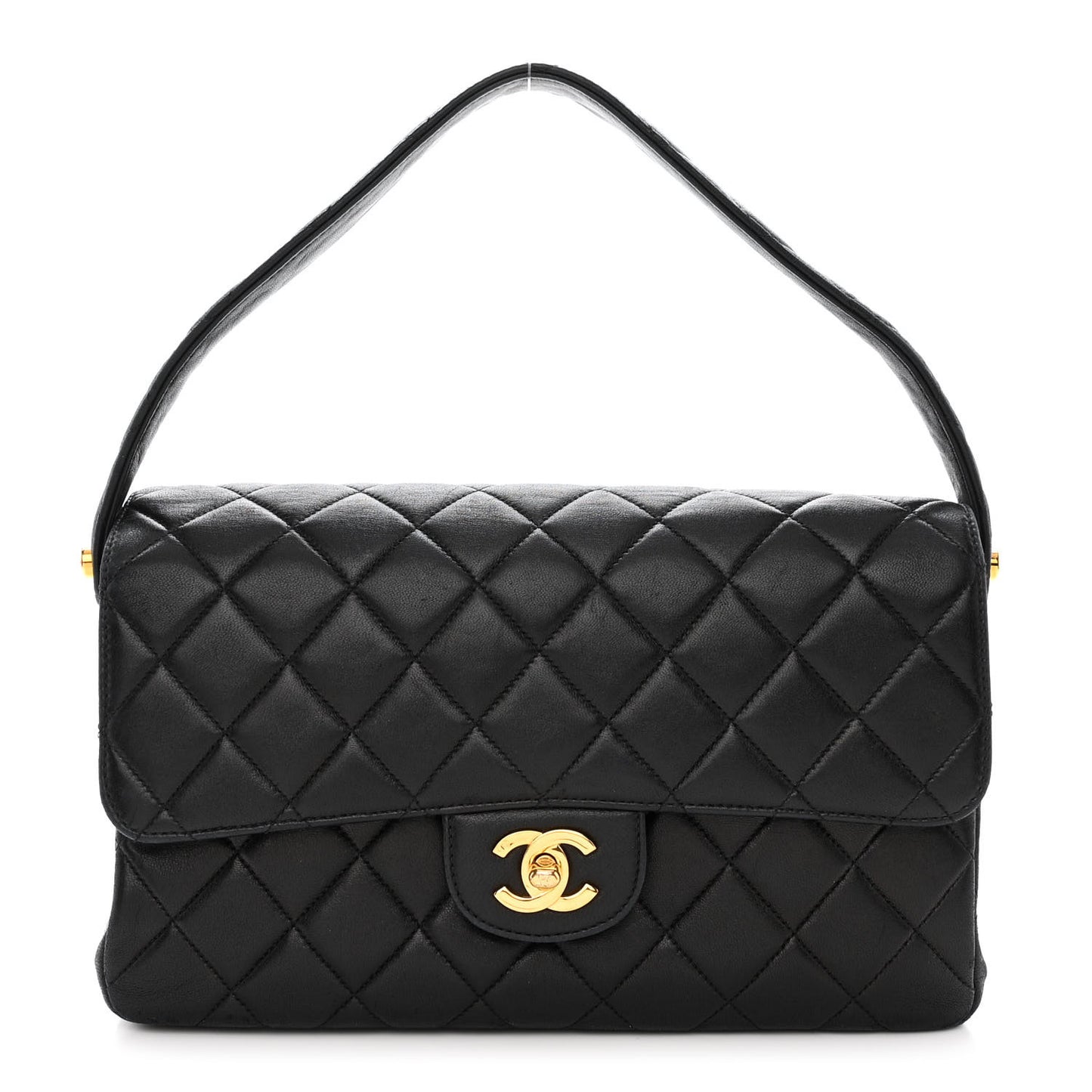 Lambskin Quilted Medium Double Sided Flap Black