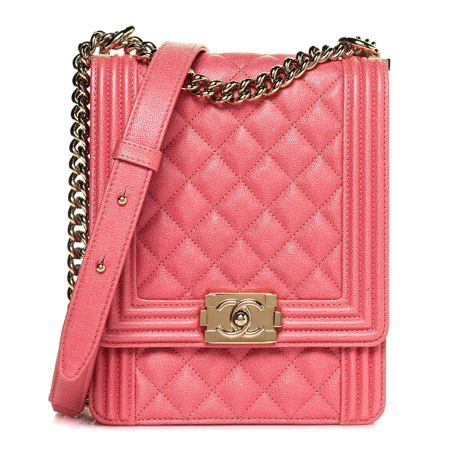 Caviar Quilted North South Boy Flap Pink