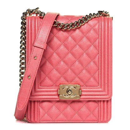 Chanel Caviar Quilted North South Boy Flap Pink 1 of 11