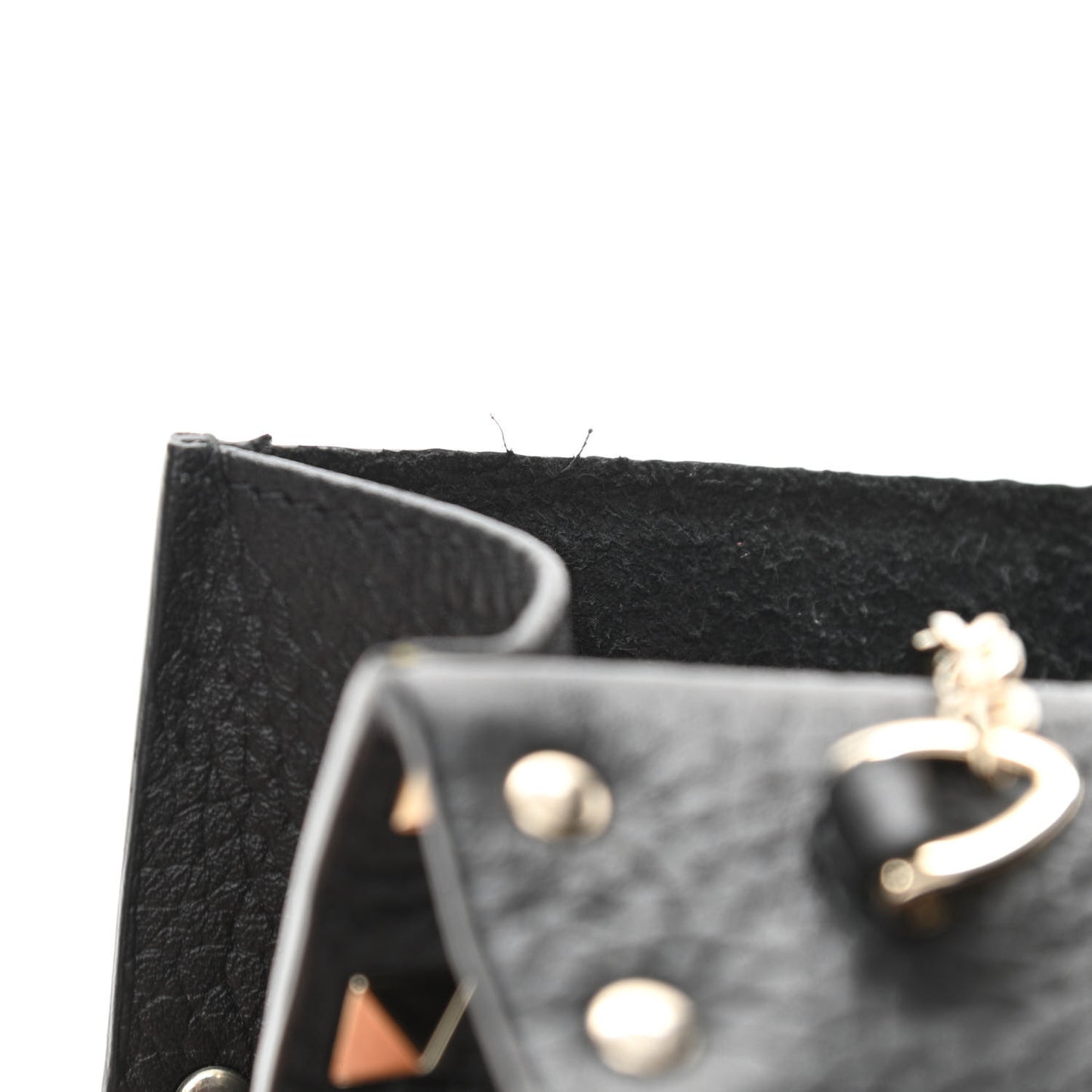 Pebbled Calfskin Rockstud Envelope Wallet on Chain Black