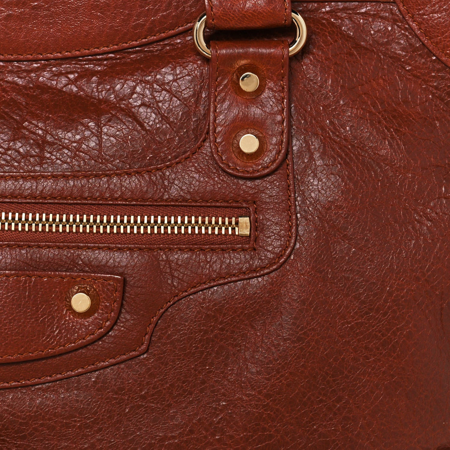Balenciaga Agneau Classic Gold Hardware City Marron Cognac 8 of 12