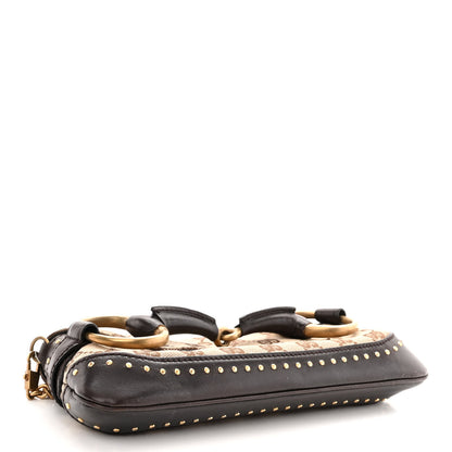 Gucci Monogram Studded Small Horsebit Clutch Dark Brown 4 of 9