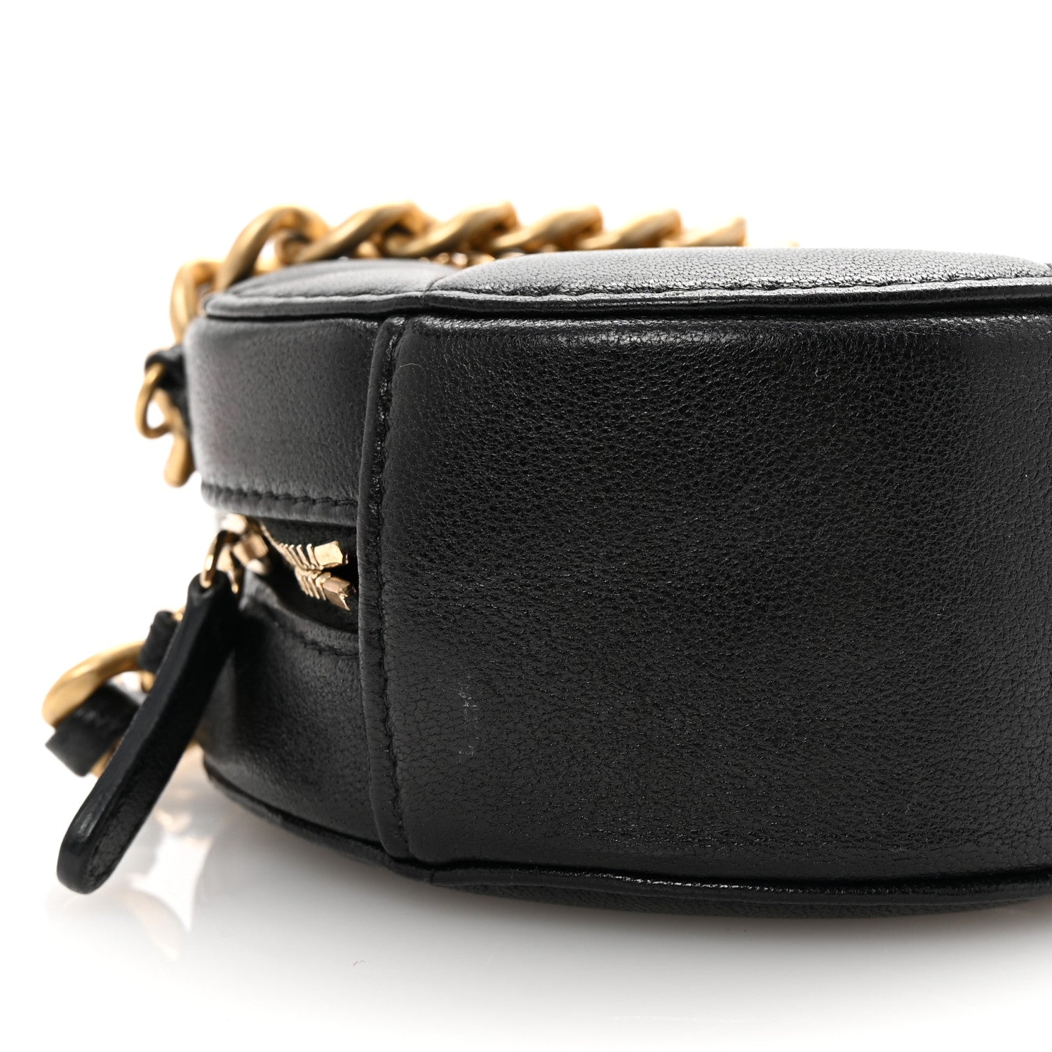 Chanel Shiny Goatskin Quilted Chanel 19 Round Clutch With Chain Black 9 of 10