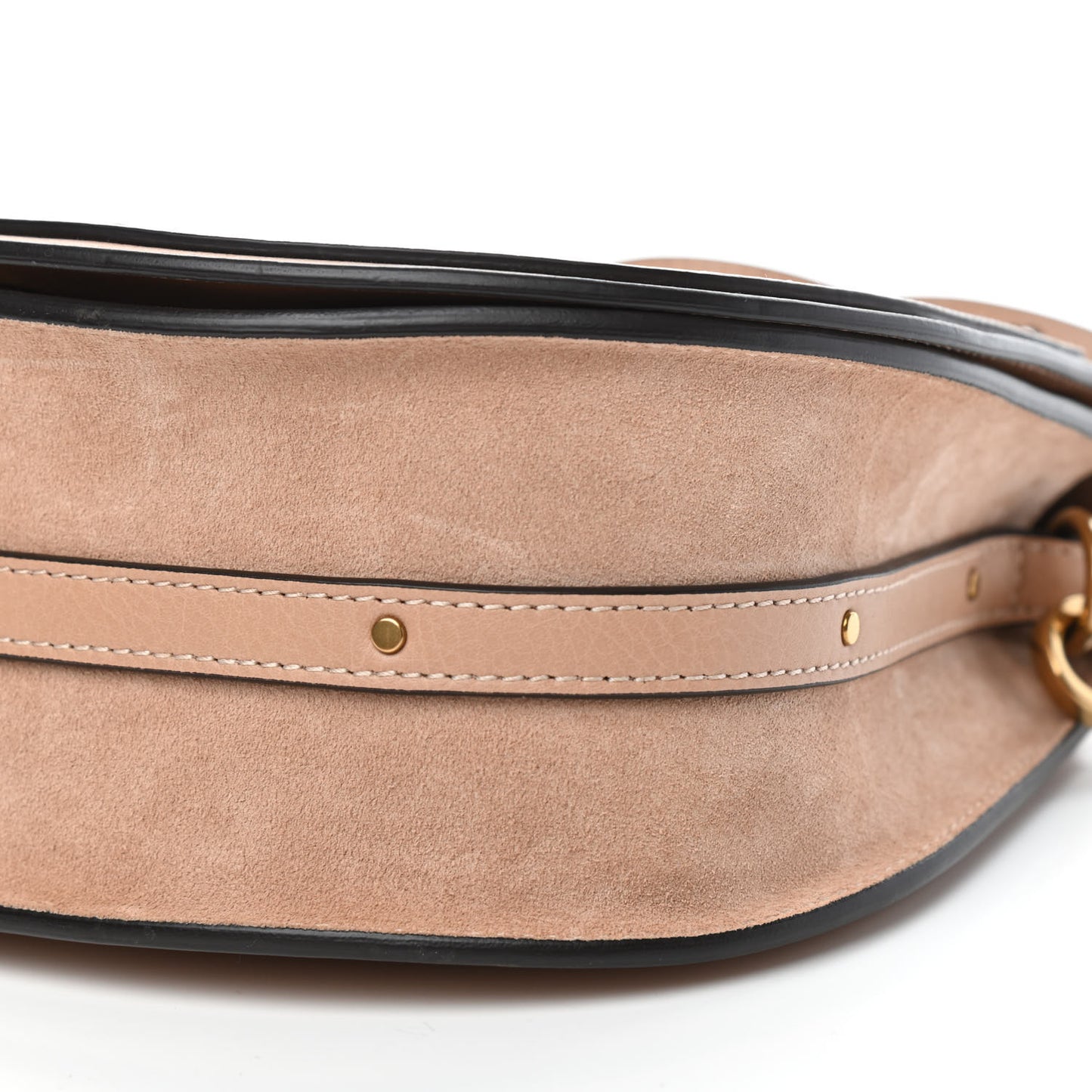 Calfskin Suede Medium Nile Bracelet Bag Biscotti Beige