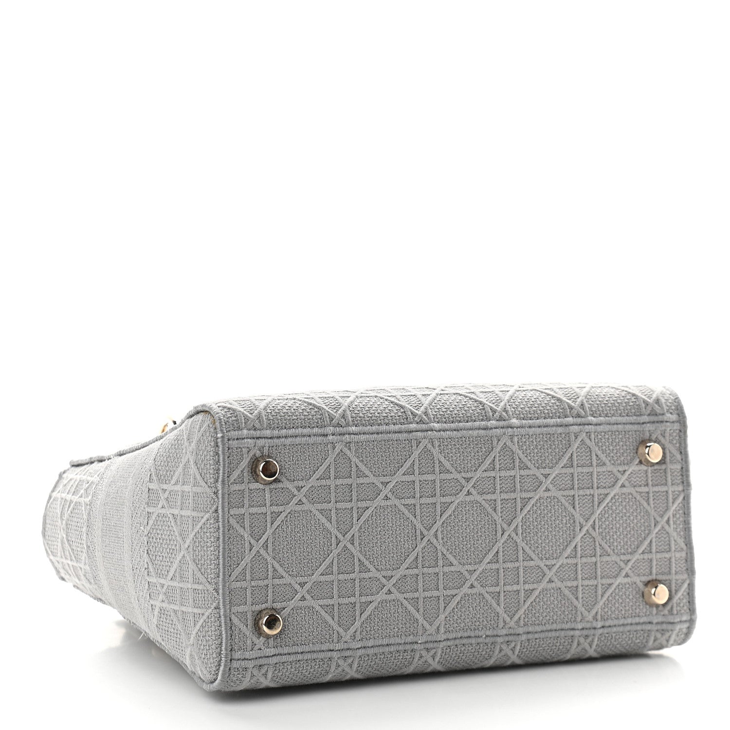Christian Dior Canvas Embroidered Cannage Medium Lady D-Lite Gray 3 of 7