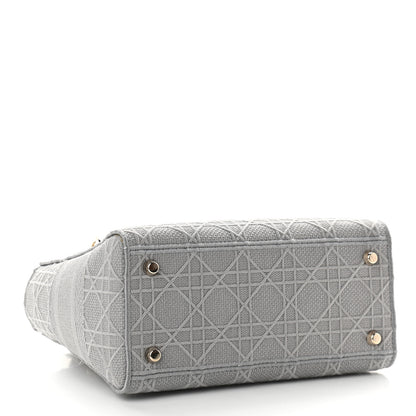 Christian Dior Canvas Embroidered Cannage Medium Lady D-Lite Gray 3 of 7