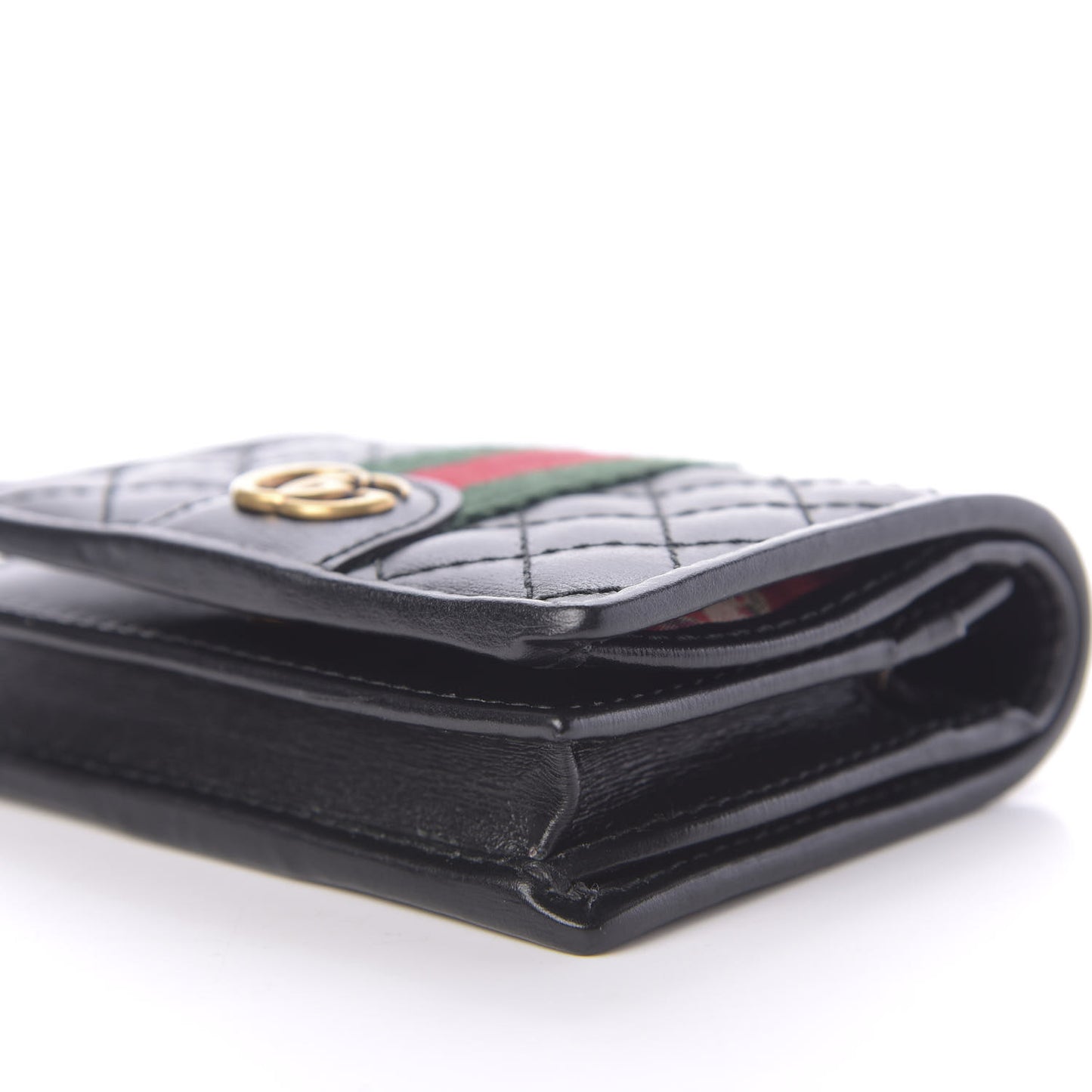 Calfskin Web Trapuntata GG Marmont Card Case Wallet Black
