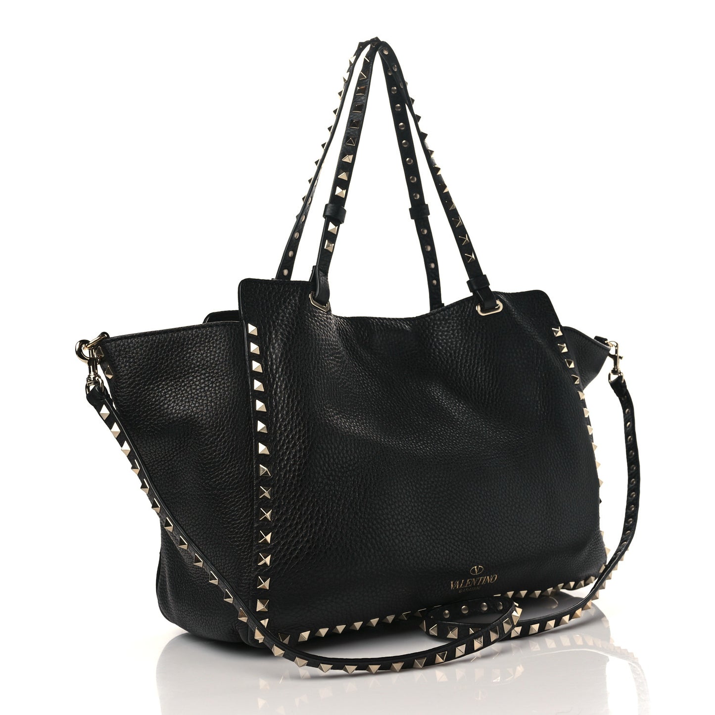 Alce Printed Calfskin Medium Rockstud Tote Black